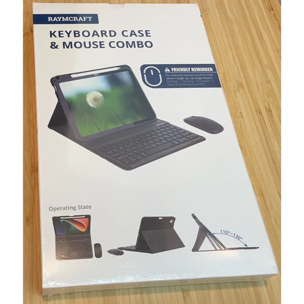 RAYMCRAFT iPad 11th A16 / 10th Gen Keyboard Case & Mouse Combo Lavender NEW